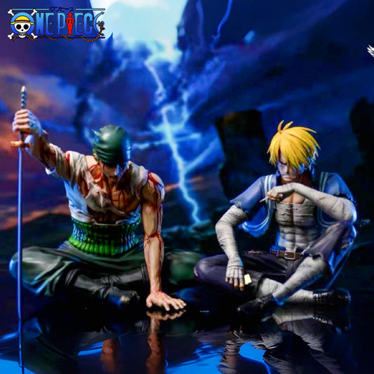 Roronoa Zoro & Sanji War Damage Sitting Statue Anime Figure