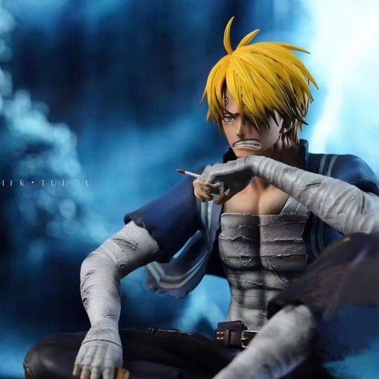 Roronoa Zoro & Sanji War Damage Sitting Statue Anime Figure