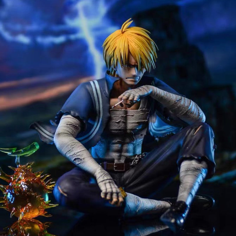 Roronoa Zoro & Sanji War Damage Sitting Statue Anime Figure