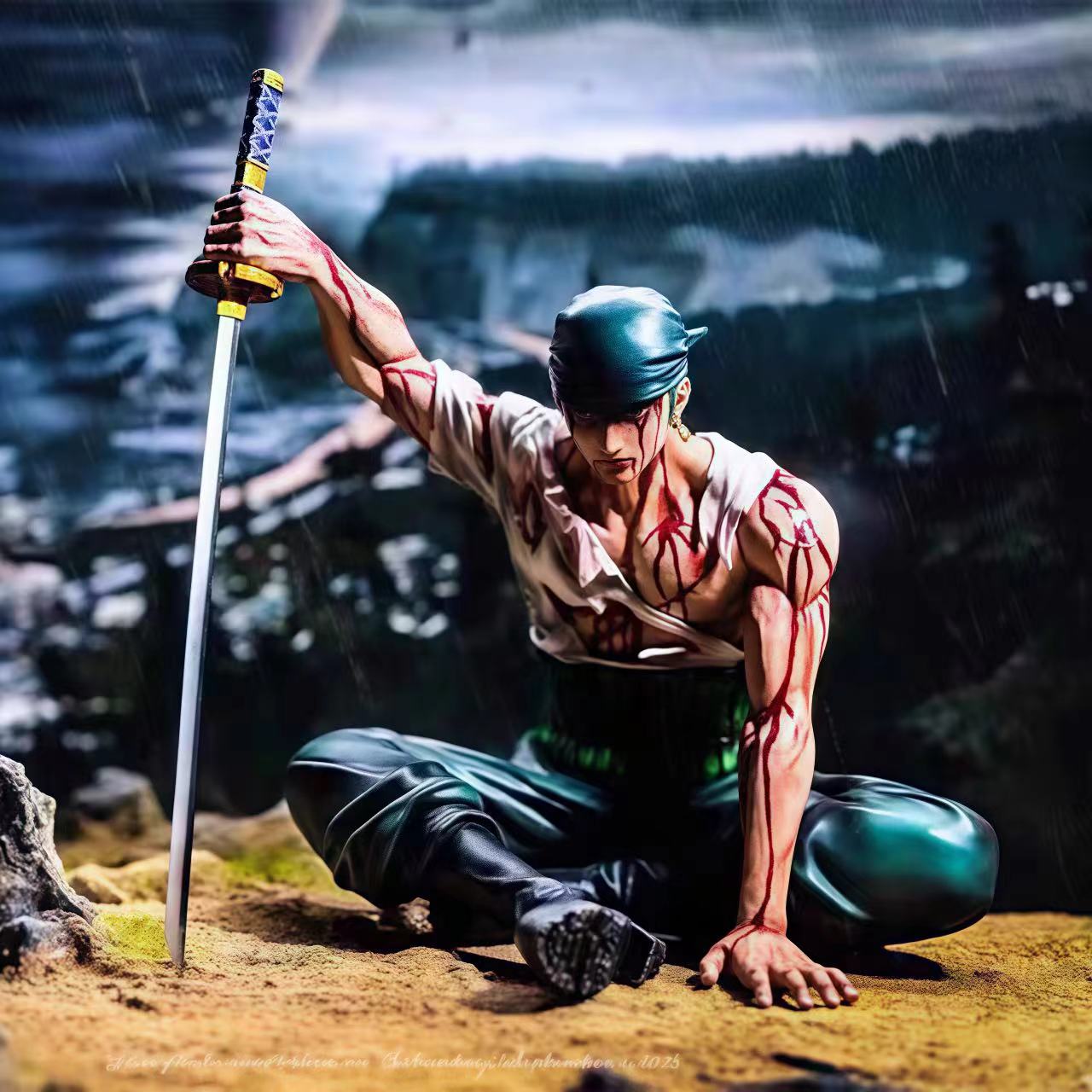Roronoa Zoro & Sanji War Damage Sitting Statue Anime Figure
